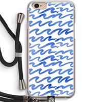 CaseCompany Blauwe golven: iPhone 6 / 6S Transparant Hoesje met koord