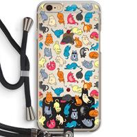 CaseCompany Kleurrijke katten: iPhone 6 / 6S Transparant Hoesje met koord