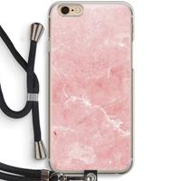 CaseCompany Roze marmer: iPhone 6 / 6S Transparant Hoesje met koord
