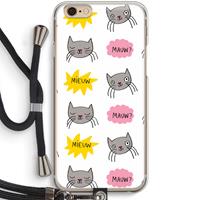 CaseCompany Meow: iPhone 6 / 6S Transparant Hoesje met koord