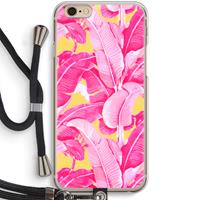 CaseCompany Pink Banana: iPhone 6 / 6S Transparant Hoesje met koord