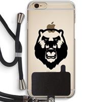 CaseCompany Angry Bear (black): iPhone 6 / 6S Transparant Hoesje met koord