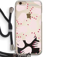 CaseCompany Hands pink: iPhone 6 / 6S Transparant Hoesje met koord