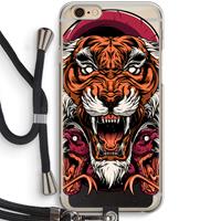 CaseCompany Tiger and Rattlesnakes: iPhone 6 / 6S Transparant Hoesje met koord