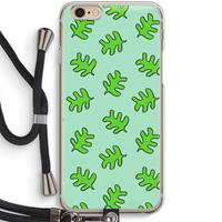 CaseCompany Groene blaadjes: iPhone 6 / 6S Transparant Hoesje met koord