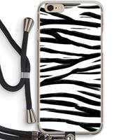 CaseCompany Zebra pattern: iPhone 6 / 6S Transparant Hoesje met koord