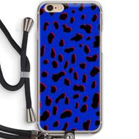CaseCompany Blue Leopard: iPhone 6 / 6S Transparant Hoesje met koord