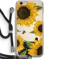 CaseCompany Sunflower and bees: iPhone 6 / 6S Transparant Hoesje met koord