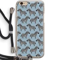 CaseCompany Zebra: iPhone 6 / 6S Transparant Hoesje met koord