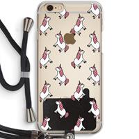 CaseCompany Eenhoorns overal: iPhone 6 / 6S Transparant Hoesje met koord