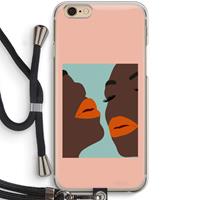 CaseCompany Orange lips: iPhone 6 / 6S Transparant Hoesje met koord