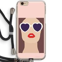 CaseCompany Red lips: iPhone 6 / 6S Transparant Hoesje met koord