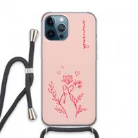 CaseCompany Giving Flowers: iPhone 13 Pro Max Transparant Hoesje met koord