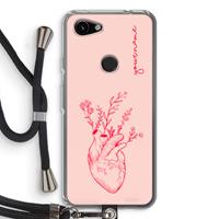 CaseCompany Blooming Heart: Pixel 3a Transparant Hoesje met koord