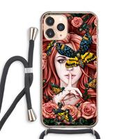 CaseCompany Lady Moth: iPhone 11 Pro Max Transparant Hoesje met koord