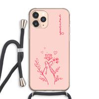 CaseCompany Giving Flowers: iPhone 11 Pro Max Transparant Hoesje met koord