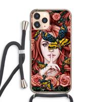 CaseCompany Lady Moth: iPhone 11 Pro Transparant Hoesje met koord