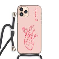 CaseCompany Blooming Heart: iPhone 11 Pro Transparant Hoesje met koord