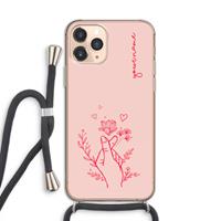 CaseCompany Giving Flowers: iPhone 11 Pro Transparant Hoesje met koord