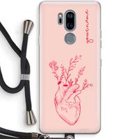 CaseCompany Blooming Heart: LG G7 Thinq Transparant Hoesje met koord