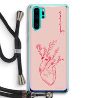 CaseCompany Blooming Heart: Huawei P30 Pro Transparant Hoesje met koord