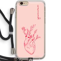 CaseCompany Blooming Heart: iPhone 6 PLUS / 6S PLUS Transparant Hoesje met koord