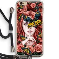 CaseCompany Lady Moth: iPhone 6 / 6S Transparant Hoesje met koord