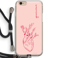 CaseCompany Blooming Heart: iPhone 6 / 6S Transparant Hoesje met koord