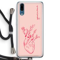 CaseCompany Blooming Heart: Huawei P20 Transparant Hoesje met koord