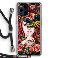 CaseCompany Lady Moth: Oppo Find X3 Pro Transparant Hoesje met koord