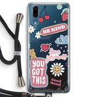 CaseCompany Positivity: Huawei P20 Transparant Hoesje met koord