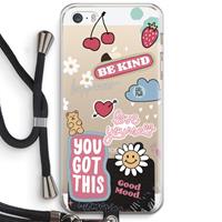 CaseCompany Positivity: iPhone 5 / 5S / SE Transparant Hoesje met koord