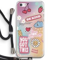 CaseCompany Positivity: iPhone 5 / 5S / SE Transparant Hoesje met koord