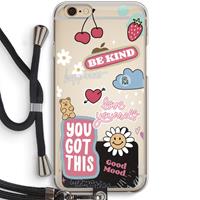 CaseCompany Positivity: iPhone 6 / 6S Transparant Hoesje met koord