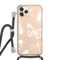 CaseCompany Tiny Bugs: iPhone 11 Pro Max Transparant Hoesje met koord