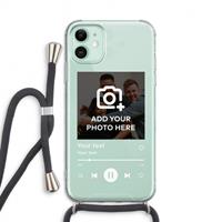 CaseCompany Music Player: iPhone 11 Transparant Hoesje met koord