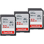 Sandisk Ultra-geheugenkaart 32 GB SDHC UHS-I klasse 10 Verpakking van 3 stuks