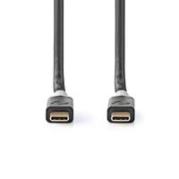nedis USB-Kabel / USB 3.2 Gen 2x2 / USB-C™ Stecker / USB-C™ Stecker / 4K@60Hz / 20 Gbps / Vergoldet / 2.00 m / rund / Geflochten / Nylon / Silber /