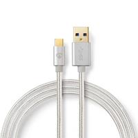 nedis USB-Kabel / USB 3.2 Gen 1 / USB-A Stecker / USB-C™ Stecker / 5 Gbps / Vergoldet / 1.00 m / rund / Geflochten / Nylon / Aluminium / Verpackung mit