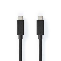 Nedis 1m USB-Kabel USB 3.2 Gen 2x2 | 100 W | 4K@60Hz | 20 Gbps | Vernickelt | Rund | PVC | Schwarz &VerticalL