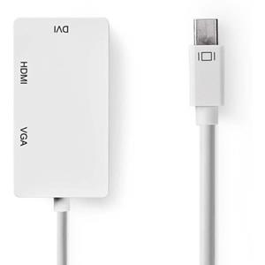 Nedis Mini-DisplayPort Mehrfachadapterkabel, Weiß / 0,2m [Mini DisplayPort-Stecker - VGA- + DVI-D- + HDMI-Buchse]