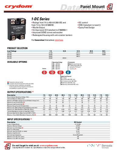 Crydom D1D12K CRZ SSR Relay Panel Mount