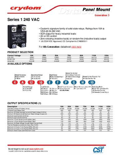 Crydom 4D2410 CRZ SSR Relay Panel Mount