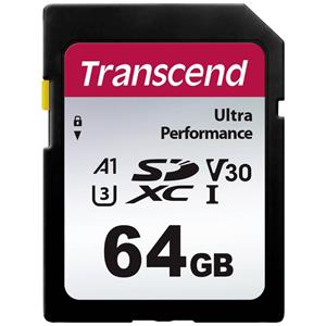 Transcend TS64GSDC340S SDXC-kaart 64 GB A1 Application Performance Class, v30 Video Speed Class, UHS-Class 3 Schokbestendig, Waterdicht