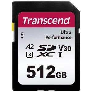 Transcend TS64GSDC340S SDXC-kaart 512 GB A1 Application Performance Class, A2 Application Performance Class, v30 Video Speed Class, UHS-Class 3 Schokbestendig,