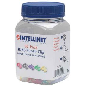 Intellinet Intellinet 50 stuks RJ45-reparatie clips voor het repareren van RJ45-modulaire stekkers verschillende kleuren 50 stuks 771450 Transparant geel,