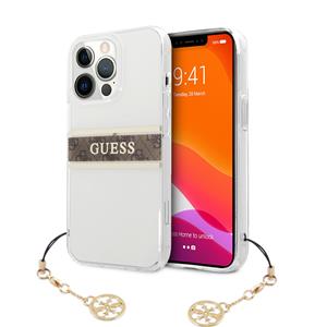Guess Charms Transparant Backcase iPhone 13 Pro Max hoesje Bruin