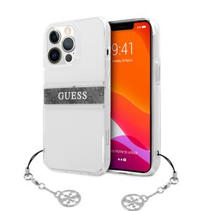Guess Charms Transparant Backcase iPhone 13 Pro hoesje Grijs