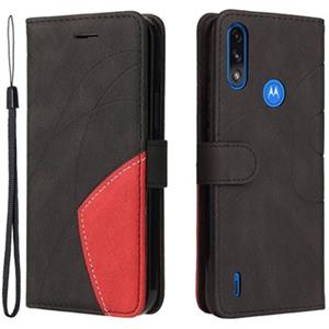 Bi-Color Series Motorola Moto E7 Power Wallet Case - Zwart