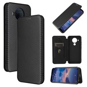 Nokia 5.4 Flip Case met Kaartsleuf - Carbon Fiber - Zwart